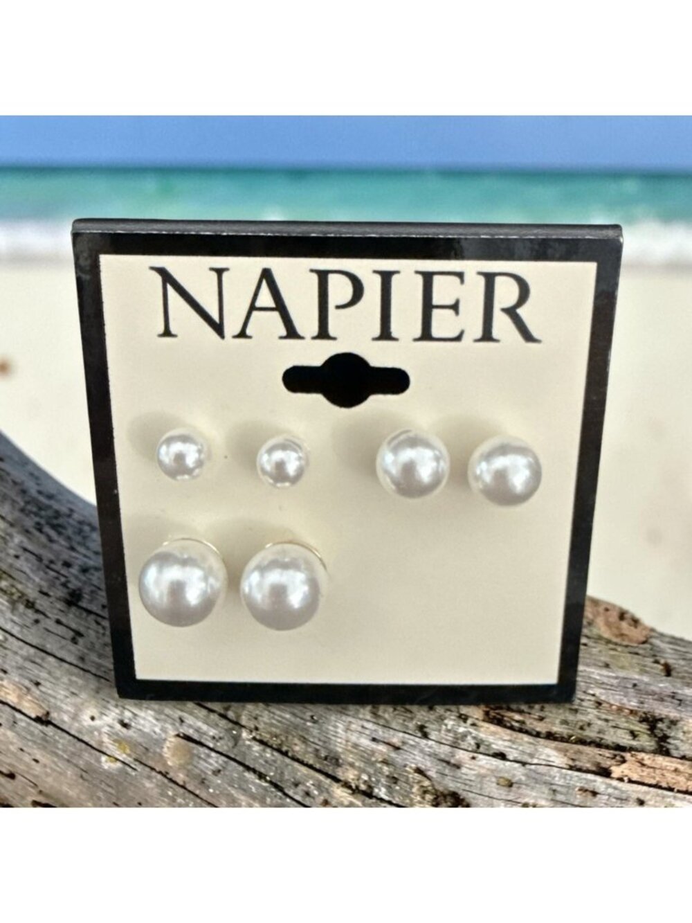Napier 3-Pair Faux Pearl Stud Earring Set-NWT